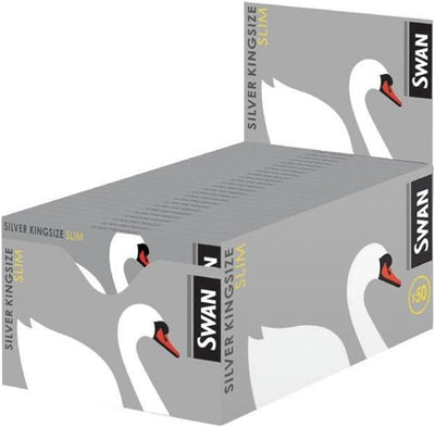 Swan Silver King Size Slim Rolling Papers, 50 Pack
