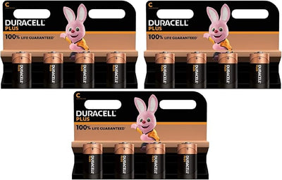 Duracell Plus C Alkaline Batteries, 12 Pack