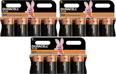 Duracell Plus D Alkaline Batteries, 12 Pack